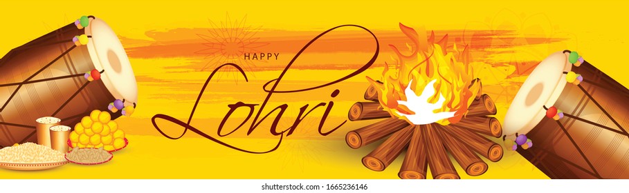 Illustration Of 13 January Punjabi Festival Happy Lohri Celebration Background.