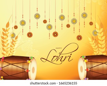 Illustration Of 13 January Punjabi Festival Happy Lohri Celebration Background.