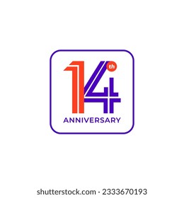 ILLUSTRATION 14th ANNIVERSARY DESIGN SIMPLE TEMPLATE LOGO ICON VECTOR