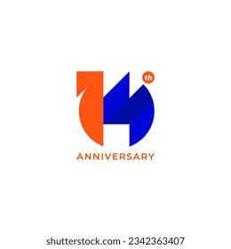 ILLUSTRATION 14th ANNIVERSARY DESIGN SIMPLE TEMPLATE LOGO ICON ELEMENT VECTOR
