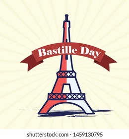 
Illustration Of 14th July Background For French National Day,Happy Bastille Day.