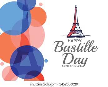 Illustration Of 14th July Background For French National Day,Happy Bastille Day.