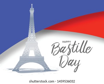 Illustration Of 14th July Background For French National Day,Happy Bastille Day.