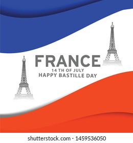 Illustration Of 14th July Background For French National Day,Happy Bastille Day.