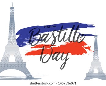 Illustration Of 14th July Background For French National Day,Happy Bastille Day.