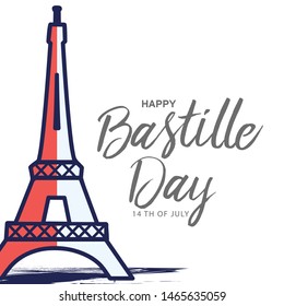 Illustration Of 14th July Background For French National Day. Happy Bastille Day.