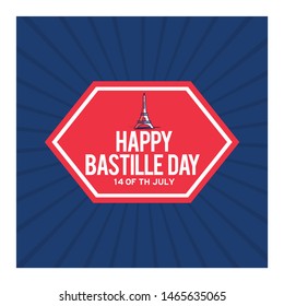 Illustration Of 14th July Background For French National Day. Happy Bastille Day.