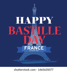 Illustration Of 14th July Background For French National Day. Happy Bastille Day.
