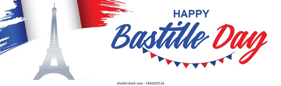 Illustration Of 14th July Background For French National Day. Happy Bastille Day.