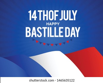 Illustration Of 14th July Background For French National Day,Happy Bastille Day.