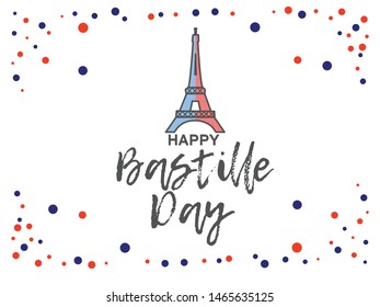 Illustration Of 14th July Background For French National Day. Happy Bastille Day.