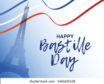 Illustration Of 14th July Background For French National Day,Happy Bastille Day.
