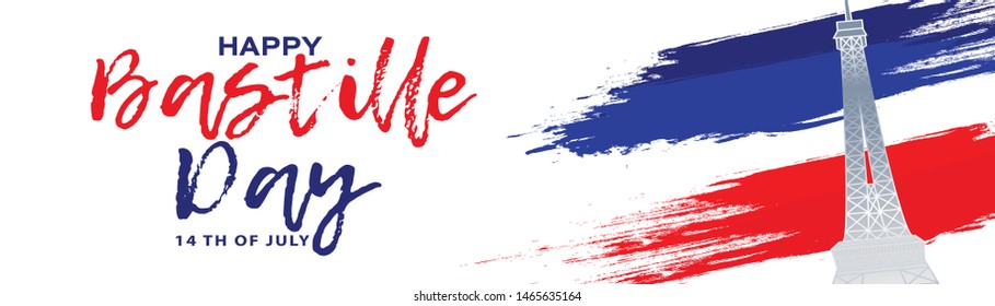 Illustration Of 14th July Background For French National Day,Happy Bastille Day.