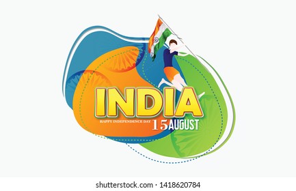 illustration of 15 august Happy Independence Day of India Indian monument and Landmark with background , poster, card, banner