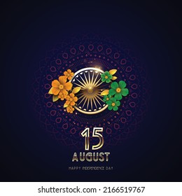 illustration of 15 August, happy independence day of India  vector creative poster background 