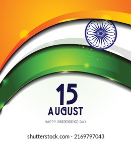 illustration of 15 August, happy independence day of India  vector creative poster background 