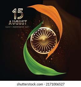 illustration of 15 August, happy independence day of India  vector creative poster background 