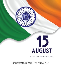 illustration of 15 August, happy independence day of India  vector creative poster background 