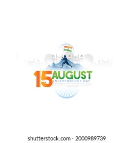 illustration of 15 August with Indian monument and Landmark for Happy Independence Day of India