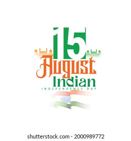 ilustración del 15 de agosto con monumento indio y punto de referencia para el feliz Día de la Independencia de la India