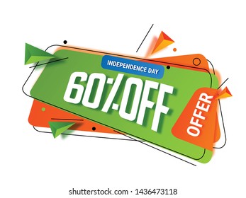 illustration of 15th August india Happy Independence Day offer Sale tag