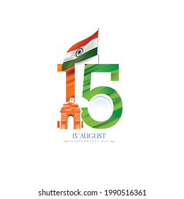 illustration of 15th August india Happy Independence Day. 