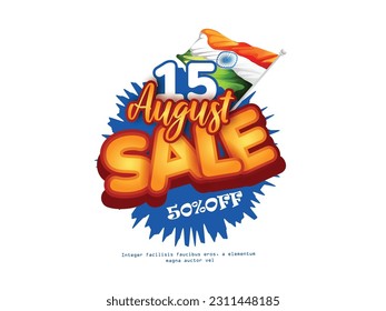 Illustration for 15th of August, Indian Independence Day celebration . Banner ,poster  with Indian Monuments . 15th August vector sale banner.