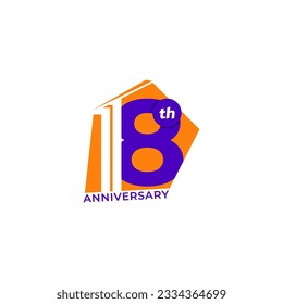 ILLUSTRATION 18th ANNIVERSARY DESIGN SIMPLE TEMPLATE LOGO ICON VECTOR