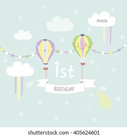 Illustration Of 1st Birthday For Banner, Invitation