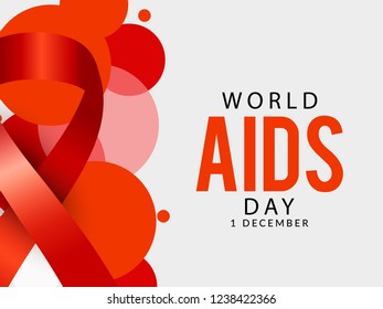 Illustration Of 1st December World Aids Day With Aids Awareness Ribbon.
