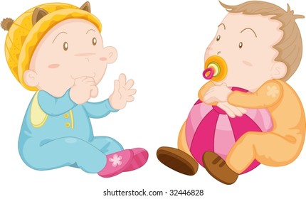 Illustration of 2 cute babies
