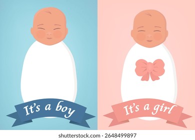 A ilustração está em 2 versões para bebê e menina.