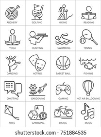 Illustration Of 20 Vector Hobby Icons.