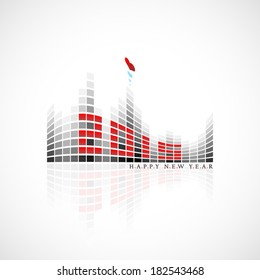 illustration of 2015 Happy New Year greeting looks like digital equalizer display with hearts on its top part 5