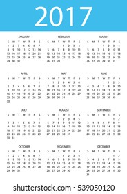Illustration of a 2017 Calendar