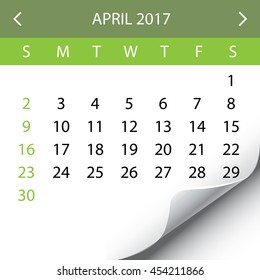 An Illustration of a 2017 Calendar - April