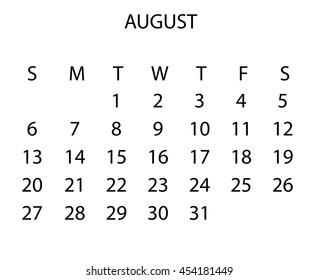 An Illustration of a 2017 Calendar - August