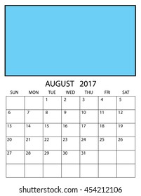 An Illustration of a 2017 Calendar - August