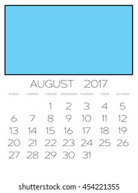 An Illustration of a 2017 Calendar - August
