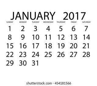 Illustration 2017 Calendar January Stock Vector (Royalty Free ...