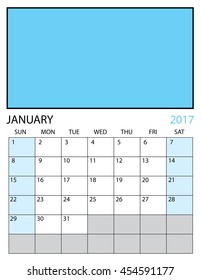 Illustration of a 2017 Calendar - January