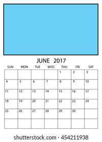 An Illustration of a 2017 Calendar - June