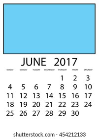 An Illustration of a 2017 Calendar - June