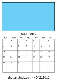 An Illustration of a 2017 Calendar - May
