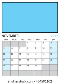 Illustration of a 2017 Calendar - November