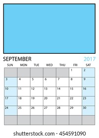 Illustration of a 2017 Calendar - September