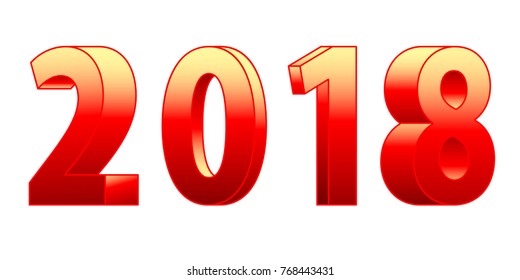 Illustration of the 2018 3d color lettering