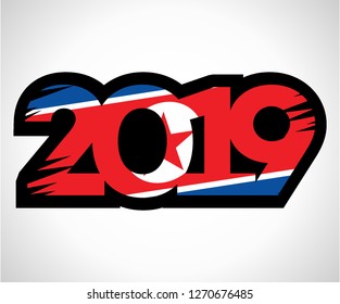 Illustration of 2019 New Year with the theme of the North Korea flag