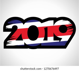 Illustration of 2019 New Year with the theme of the Costa Rica flag