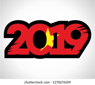 Illustration of 2019 New Year with the theme of the Vietnam flag